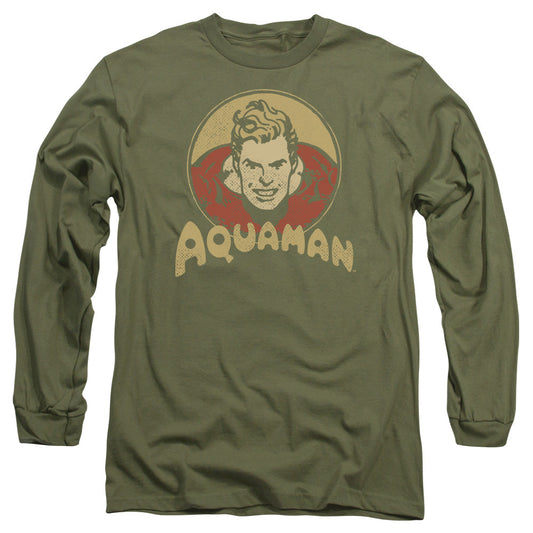 DC Comics Aqua Circle Mens Long Sleeve Shirt Military Green Officially Licensed