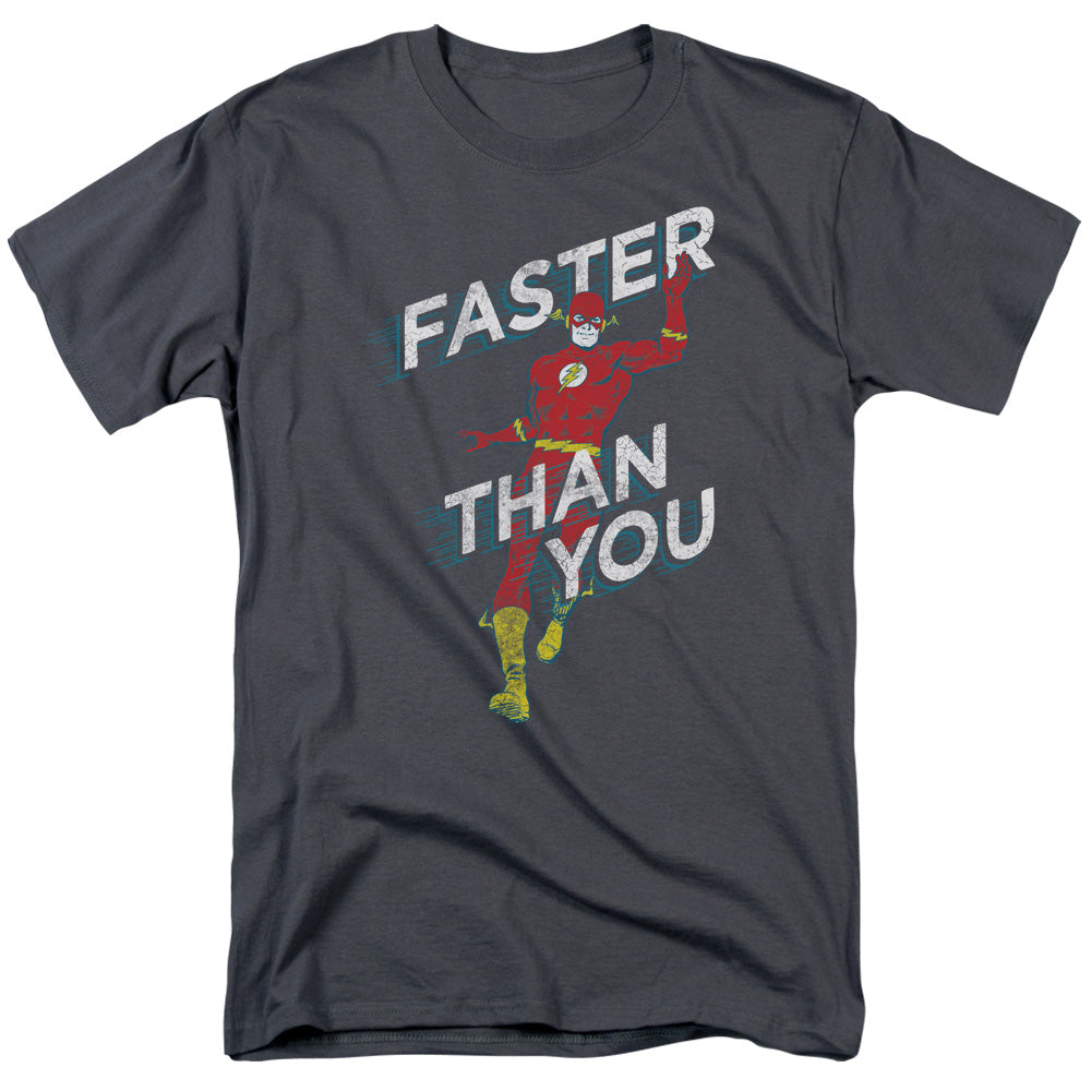 DC Comics Flash Faster Than You Mens T Shirt Charcoal Officially Licensed