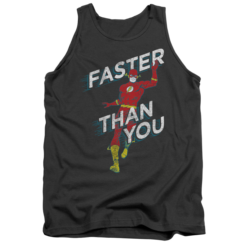 DC Comics Flash Faster Than You Mens Tank Top Shirt Charcoal Officially Licensed