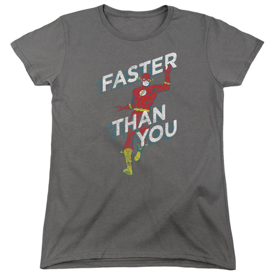 DC Comics Flash Faster Than You Womens T Shirt Charcoal Officially Licensed