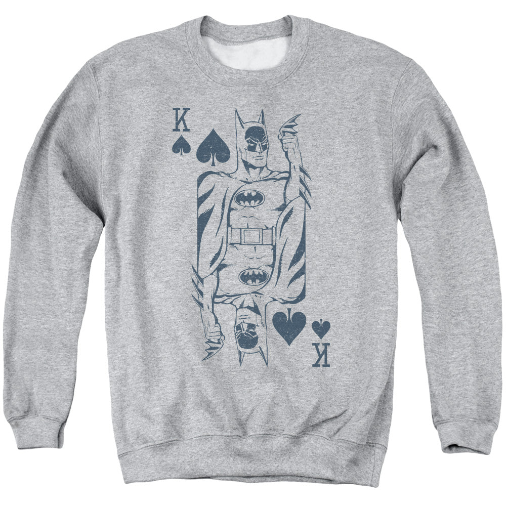 DC Comics Bat Card Mens Crewneck Sweatshirt Athletic Heather Officially Licensed