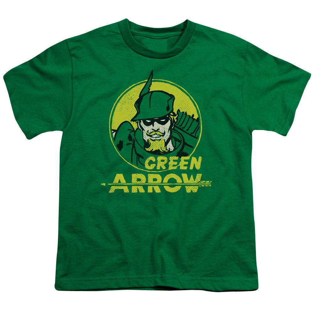 DC Comics Archer Circle Kids Youth T Shirt Kelly Green Officially Licensed