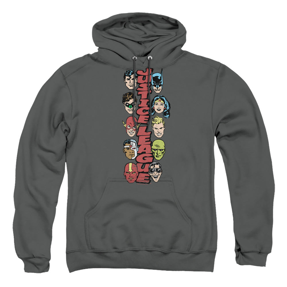 Dc Stacked Justice Mens Hoodie Charcoal Officially Licensed