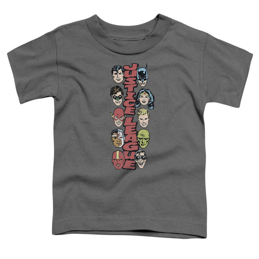 DC Comics Stacked Justice Toddler Kids Youth T Shirt Charcoal Officially Licensed