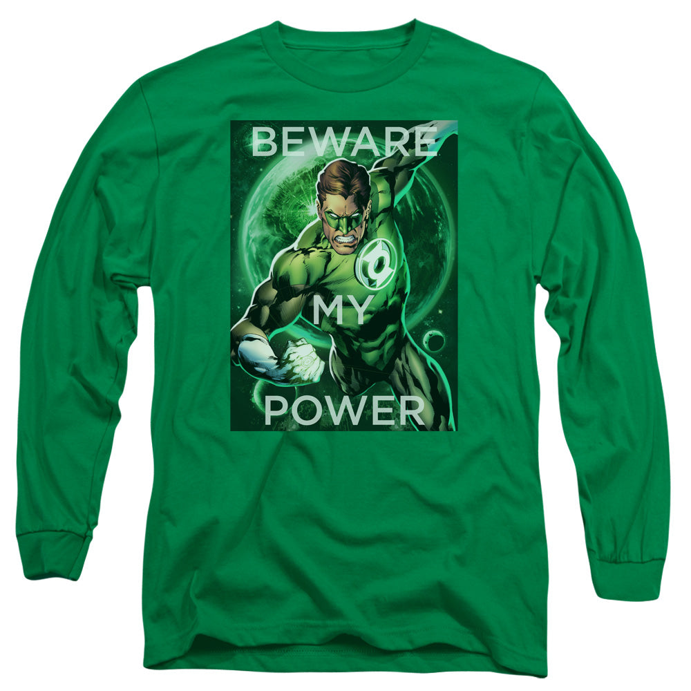 DC Comics Power Mens Long Sleeve Shirt Kelly Green Officially Licensed