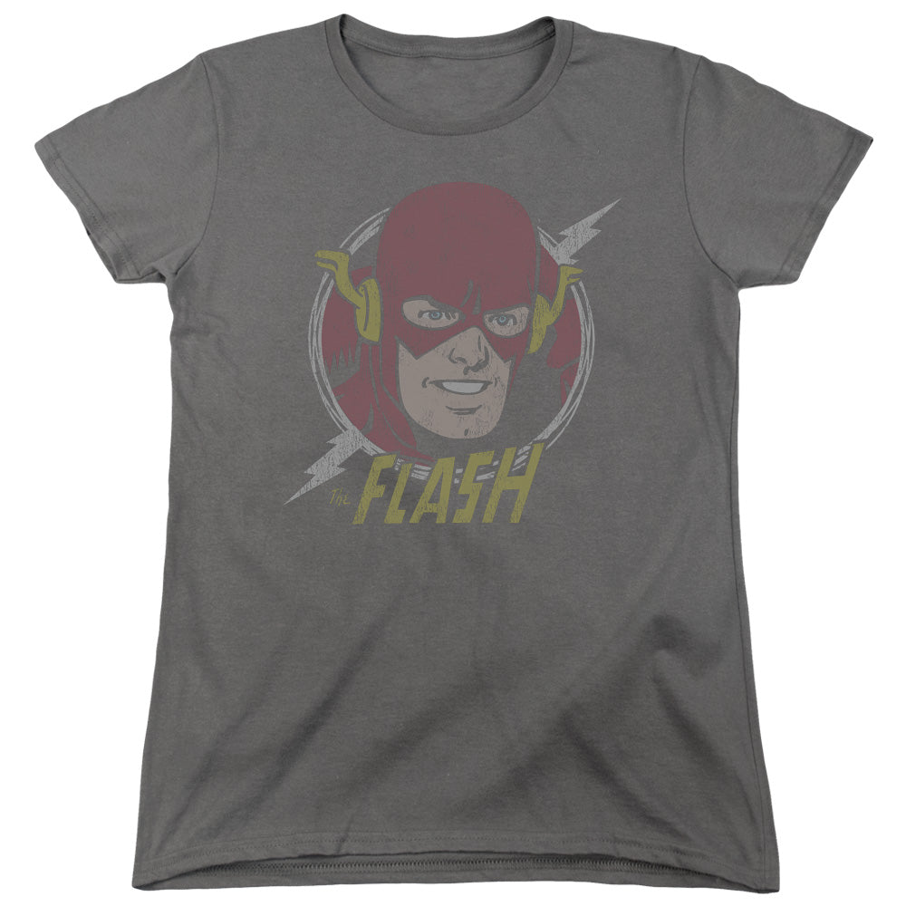 DC Comics Flash Vintage Voltage Womens T Shirt Charcoal Officially Licensed
