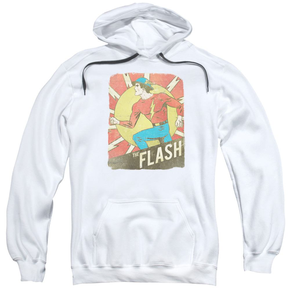 DC Comics Flash Tattered Poster Mens Hoodie White Officially Licensed