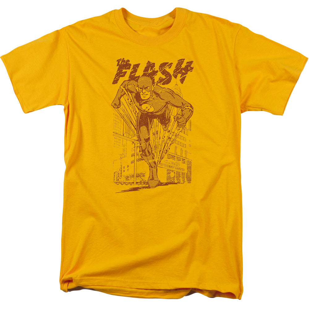 Dc Flash Busting Out Mens T Shirt Gold Officially Licensed