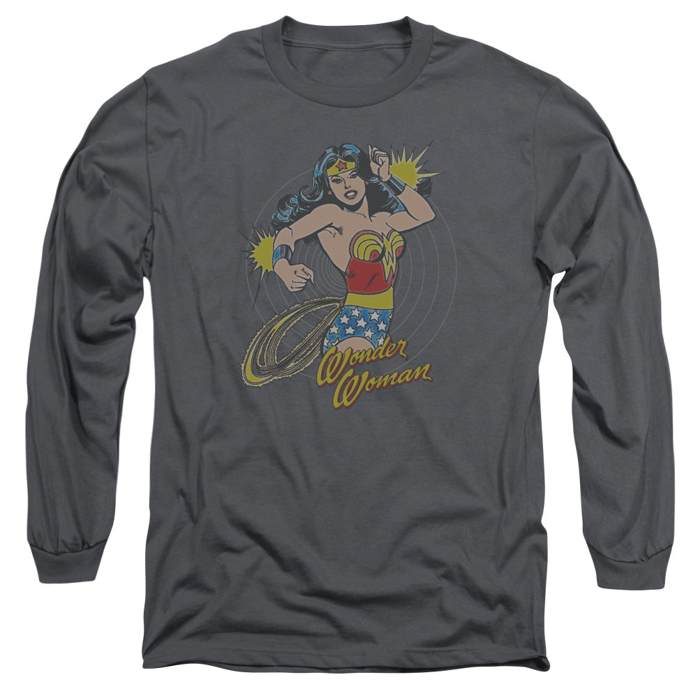 DC Comics Spinning Mens Long Sleeve Shirt Charcoal Officially Licensed