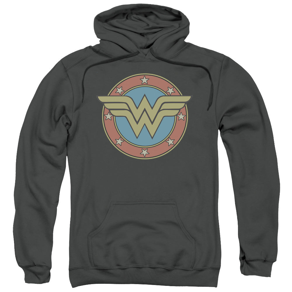 DC Comics Ww Vintage Emblem Mens Hoodie Charcoal Officially Licensed