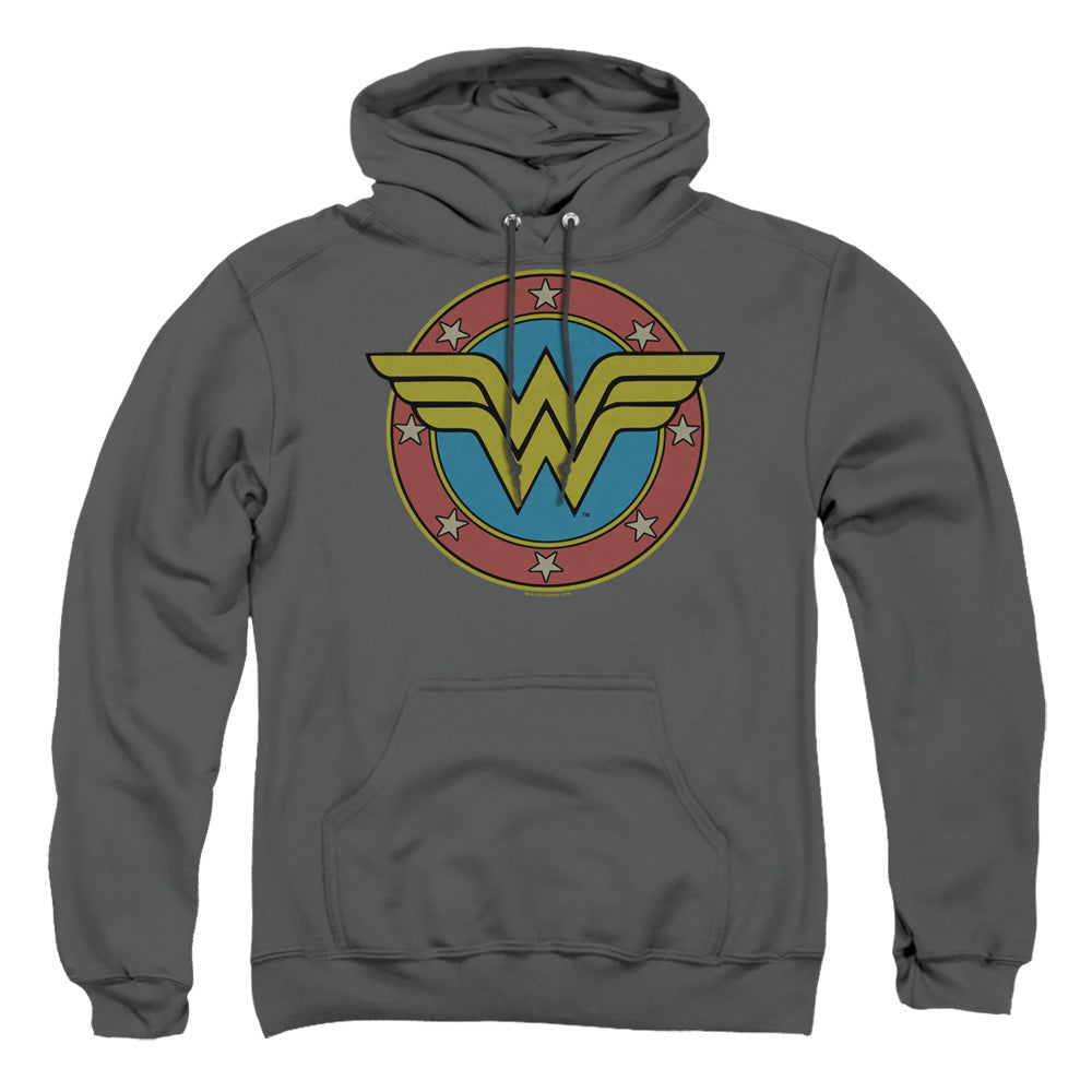 Dc Ww Vintage Emblem Mens Hoodie Charcoal Officially Licensed