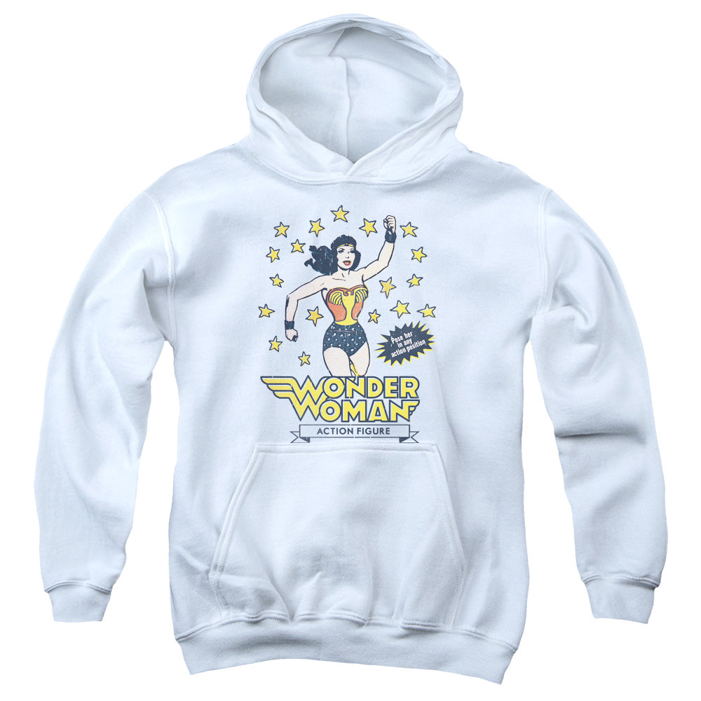 DC Comics Action Figure Kids Youth Hoodie White Officially Licensed