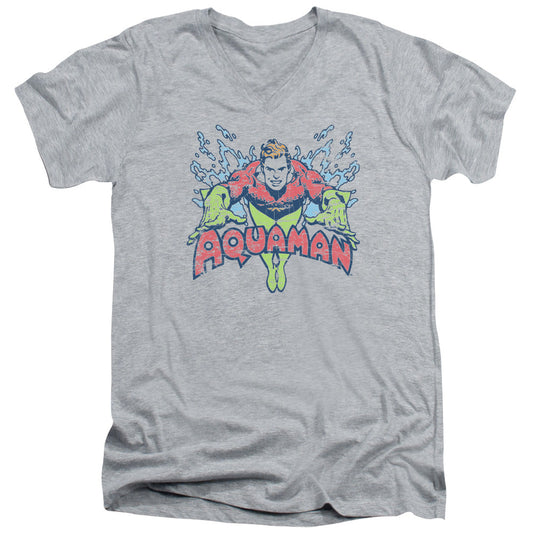 DC Comics Splish Splash Mens Slim Fit V Neck T Shirt Athletic Heather Officially Licensed