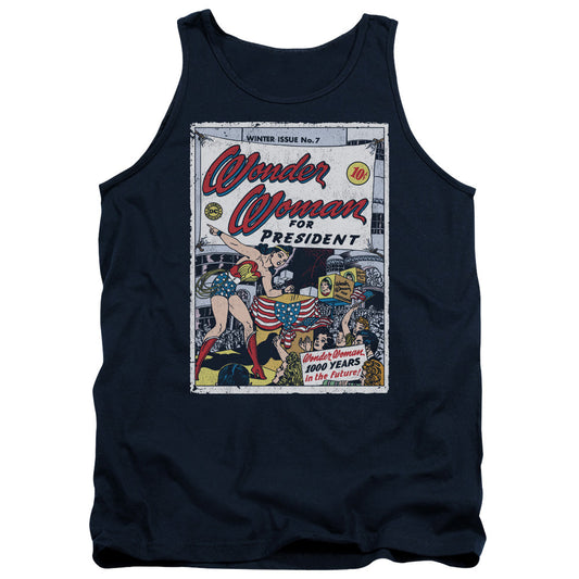 DC Comics Ww for President Mens Tank Top Shirt Navy Blue Officially Licensed
