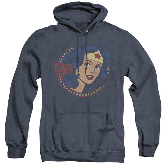 DC Comics WW75 Starburst Portrait Heather Mens Hoodie Navy Blue Officially Licensed