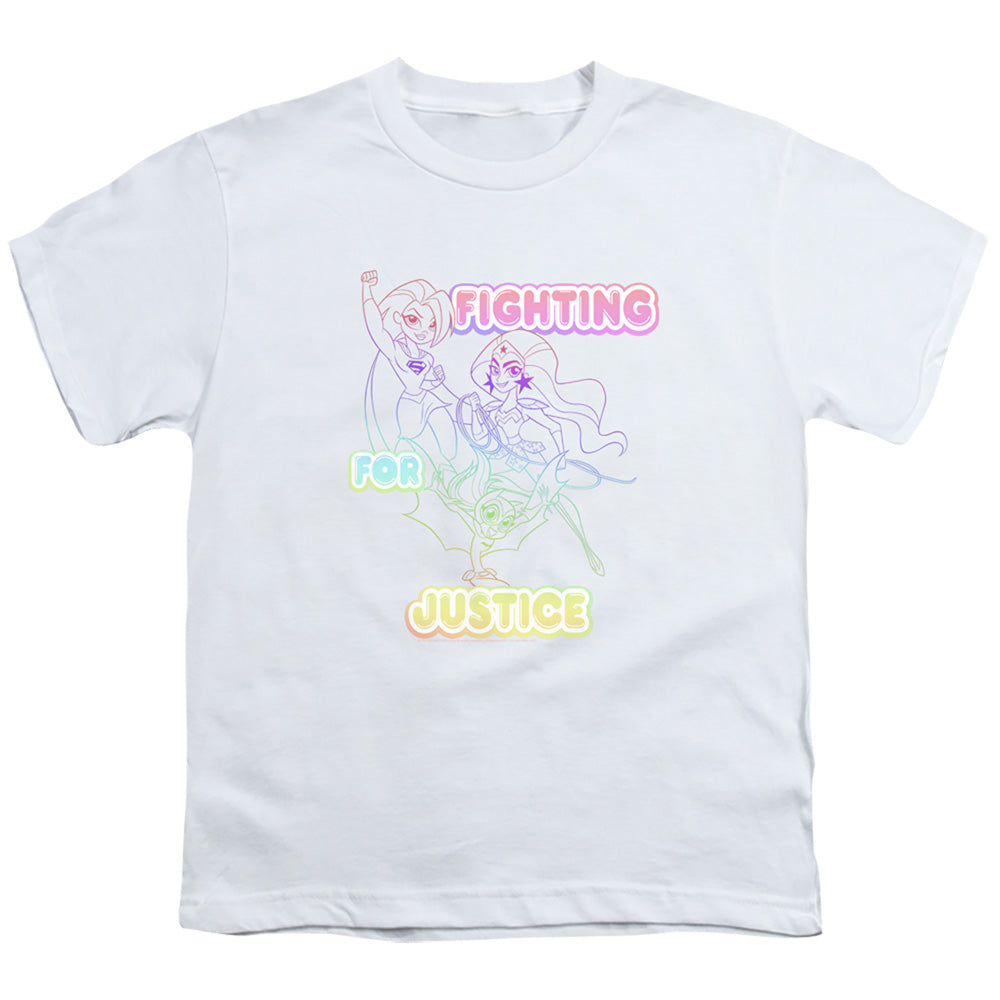 Dc Superhero Girls Fighting for Justice Kids Youth T Shirt White Officially Licensed