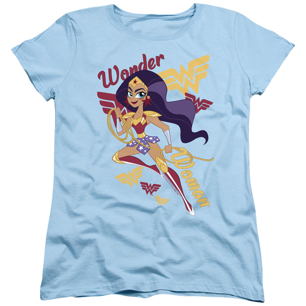 Dc Superhero Girls Wonder Woman Womens T Shirt Light Blue Officially Licensed