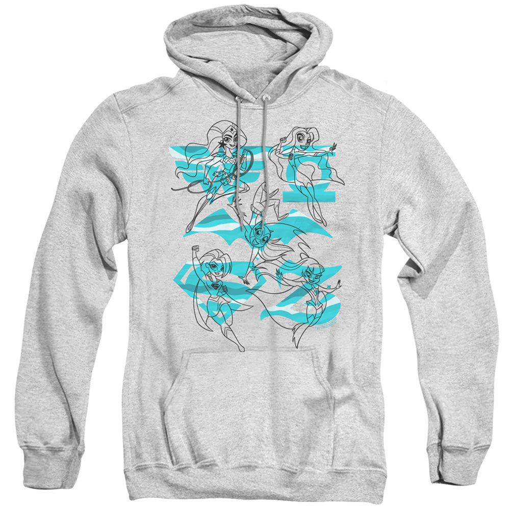 Dc Superhero Girls Line Art Group Mens Hoodie Athletic Heather Officially Licensed