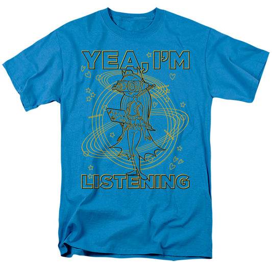 DC Comics Superhero Girls Listening Mens T Shirt Turquoise Officially Licensed