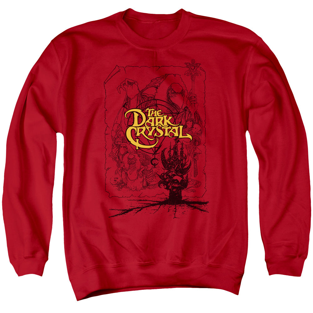 Dark Crystal Poster Lines Mens Crewneck Sweatshirt Red Officially Licensed
