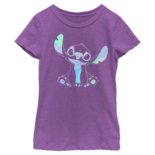 Disney Holographic Stitch Girls Kids T Shirt