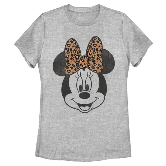 Disney Minnie Mouse Cheetah Print Bow Womens T Shirt