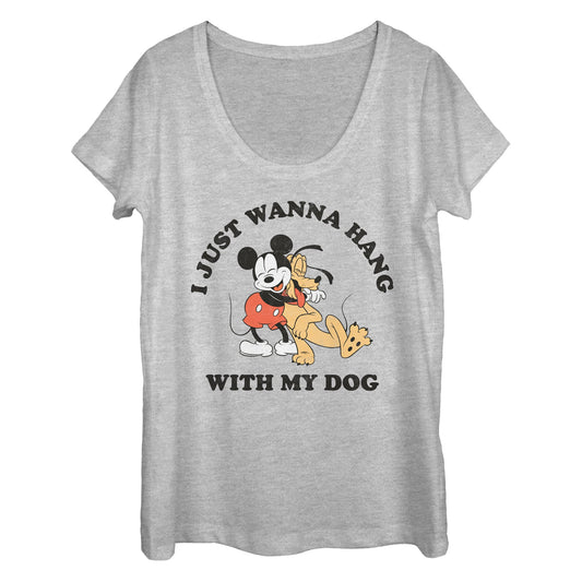 Disney Mickey Dog Fill Lover Scoop Neck Womens T Shirt