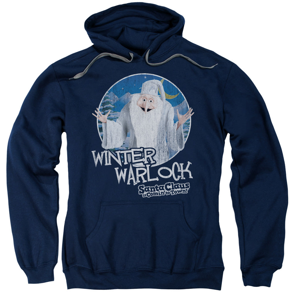 Santa Claus is Comin to Town Winter Warlock Mens Hoodie Navy Blue Officially Licensed