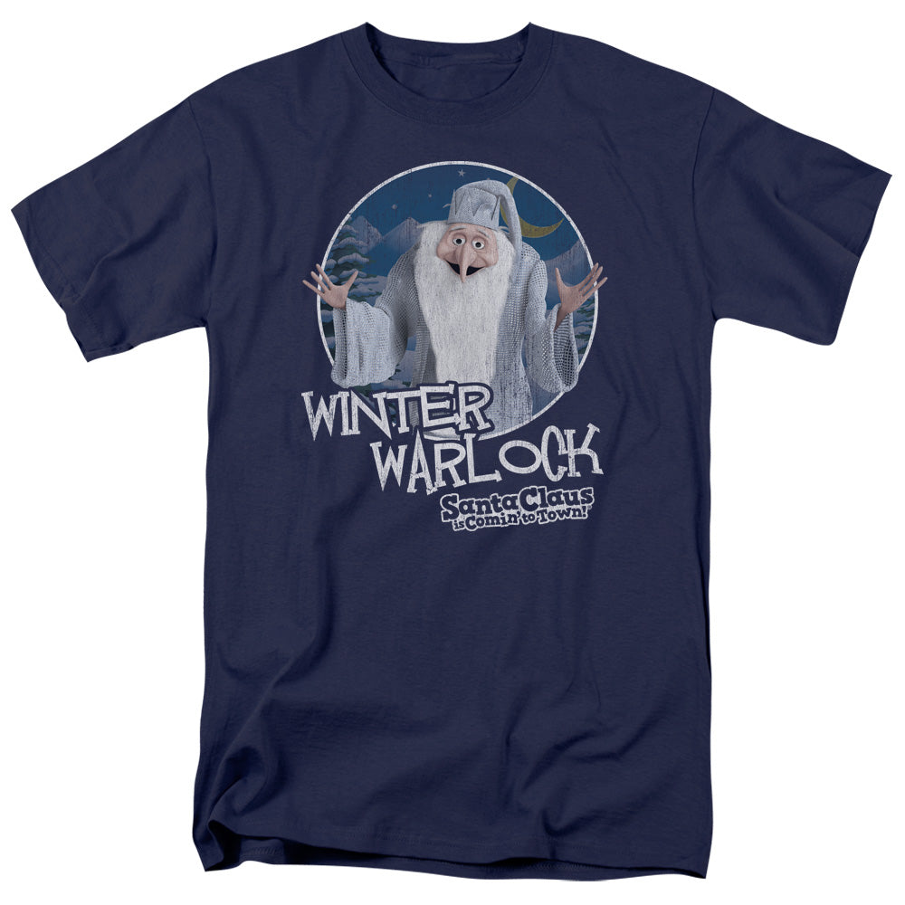 Santa Claus Is Comin To Town Winter Warlock Mens T Shirt Navy Officially Licensed
