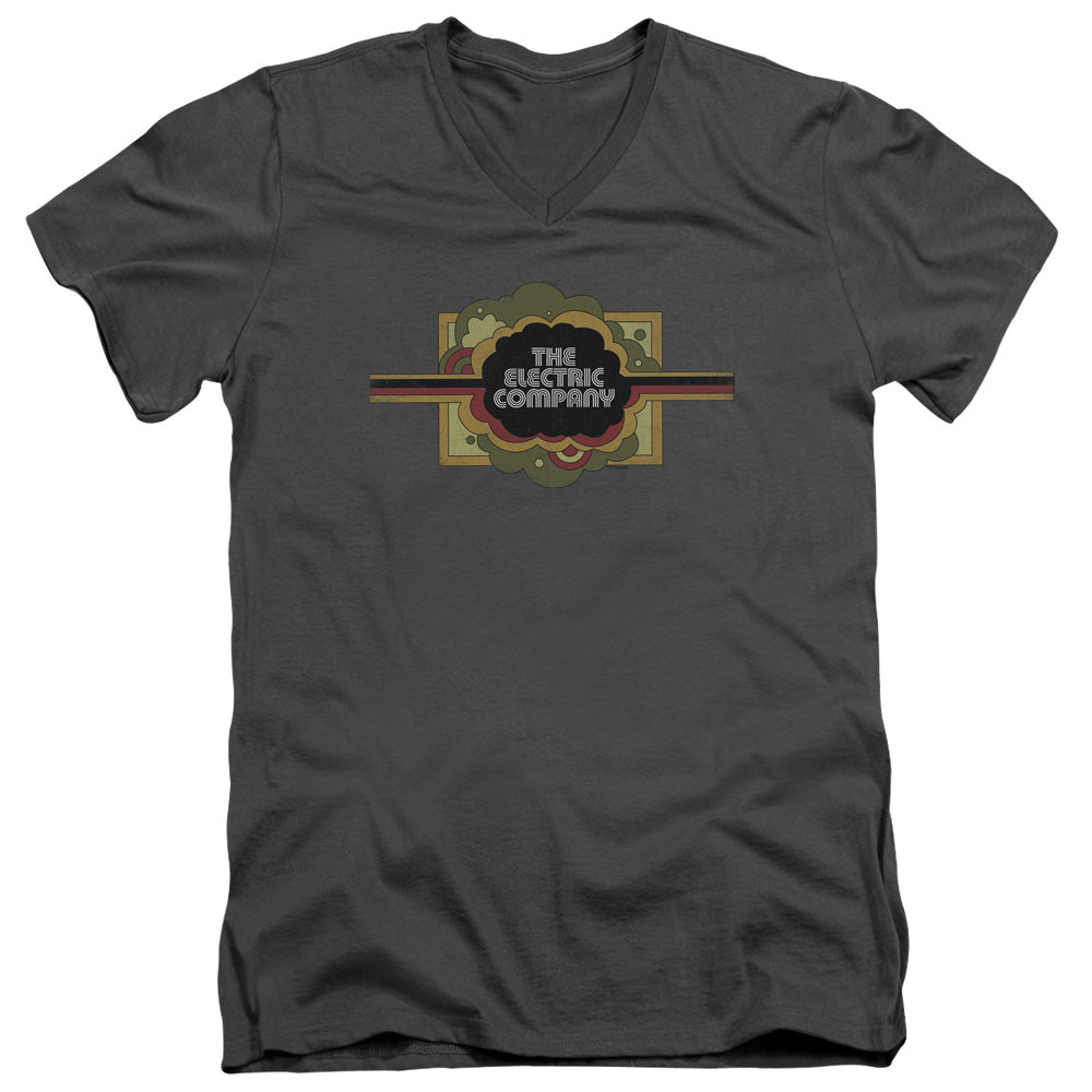 Electric Company Logo Mens Slim Fit V Neck T Shirt Charcoal Officially Licensed