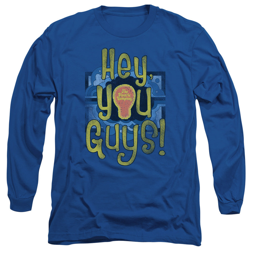 Electric Company Hey You Guys Mens Long Sleeve Shirt Royal Blue Officially Licensed