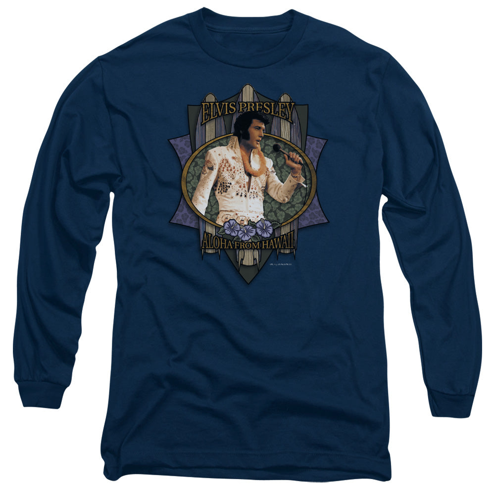 Elvis Presley Aloha From Hawaii Mens Long Sleeve Shirt Navy Officially Licensed