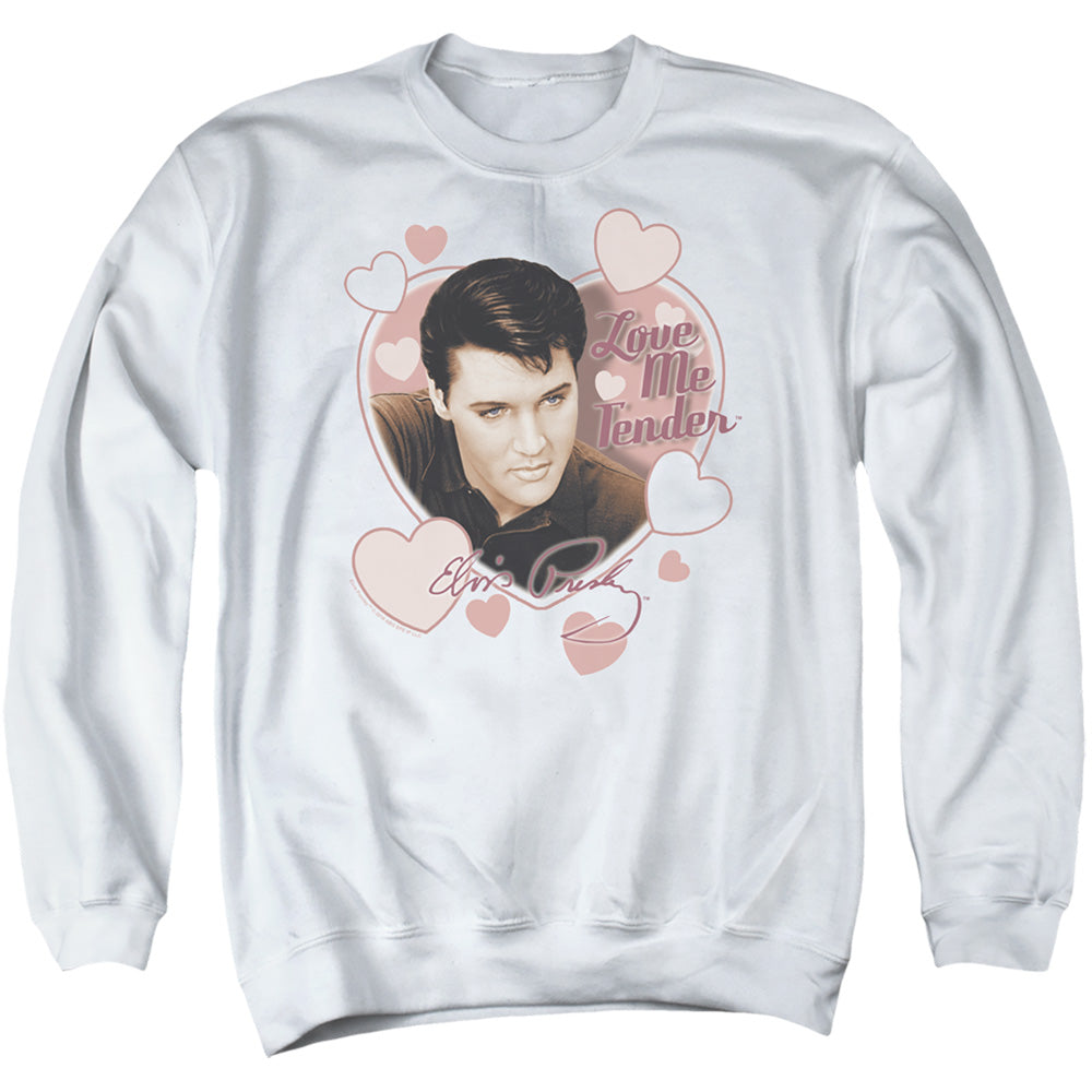 Elvis Presley Love Me Tender Mens Crewneck Sweatshirt White