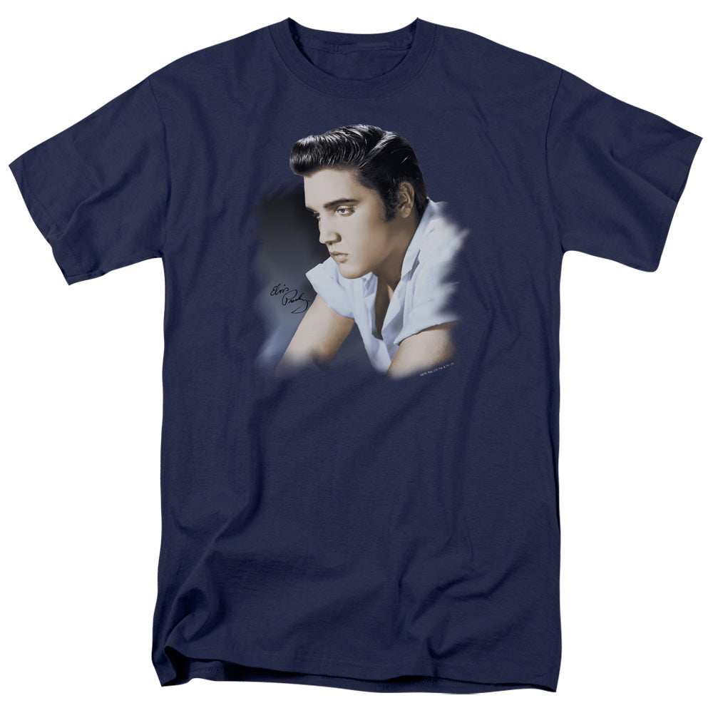 Elvis Presley Blue Profile Mens T Shirt Navy Blue Officially Licensed