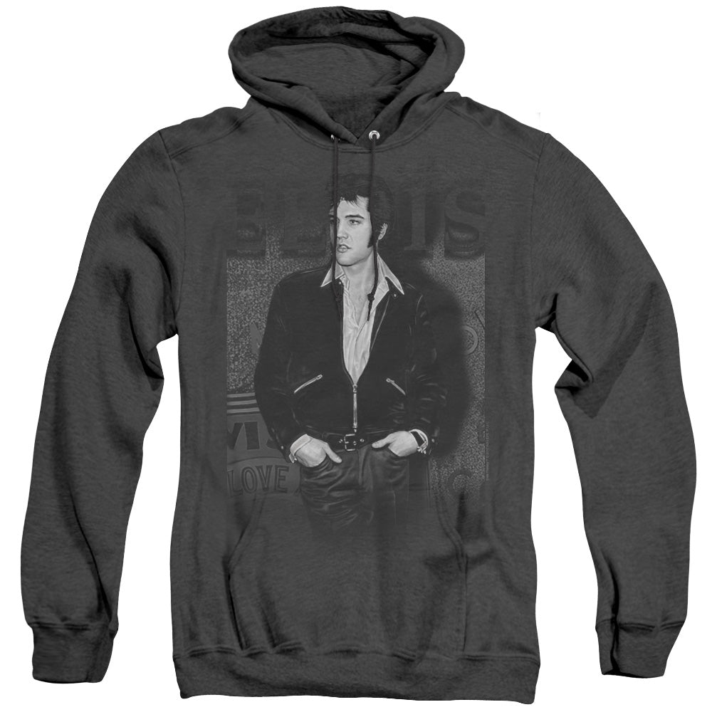 Elvis Presley Just Cool Mens Heather Hoodie Black Officially Licensed