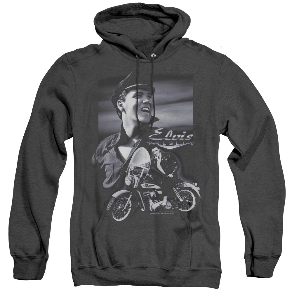 Elvis Presley Motorcycle Heather Mens Hoodie Black Officially Licensed
