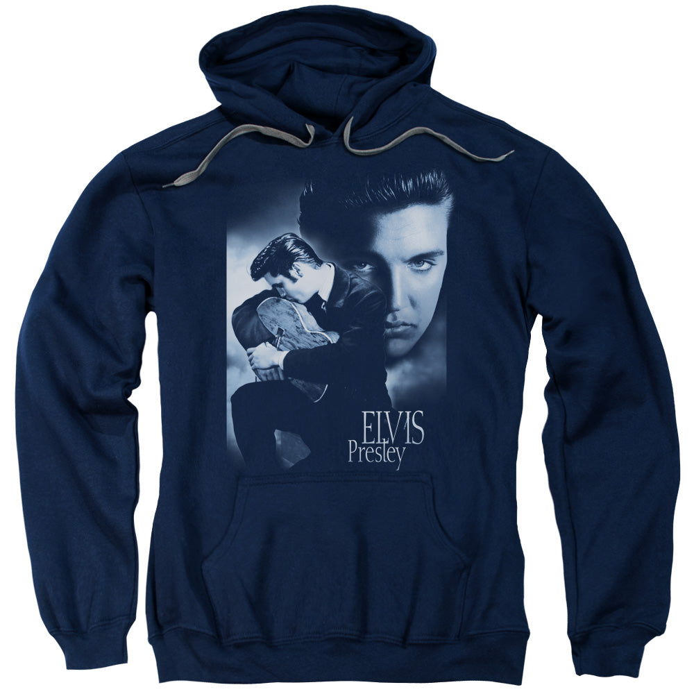Elvis Presley Reverent Mens Hoodie Navy Blue Officially Licensed