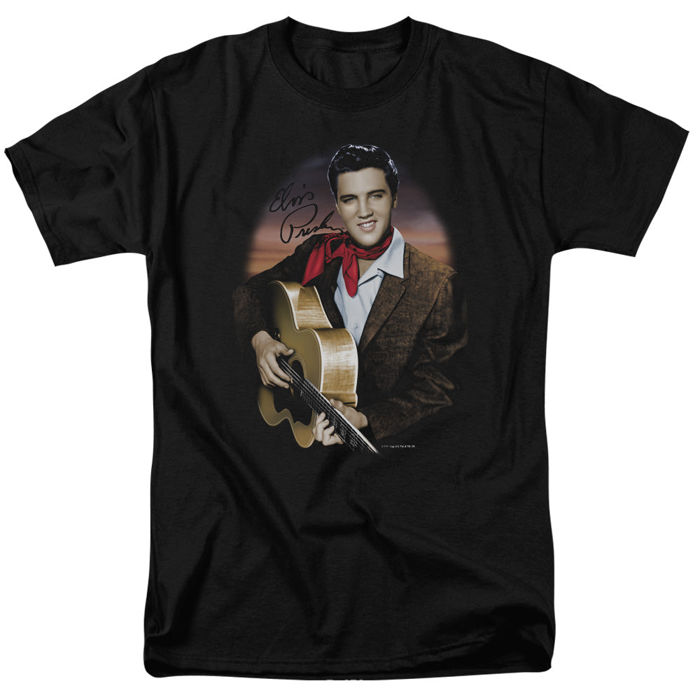 Elvis Presley Red Scarf #2 Mens T Shirt Black Officially Licensed