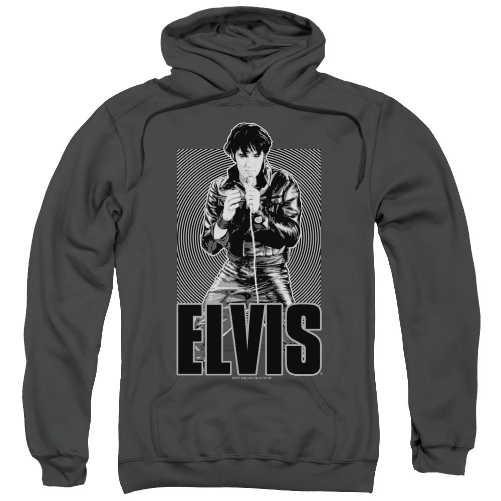 Elvis Presley Leather Mens Hoodie Charcoal Officially Licensed