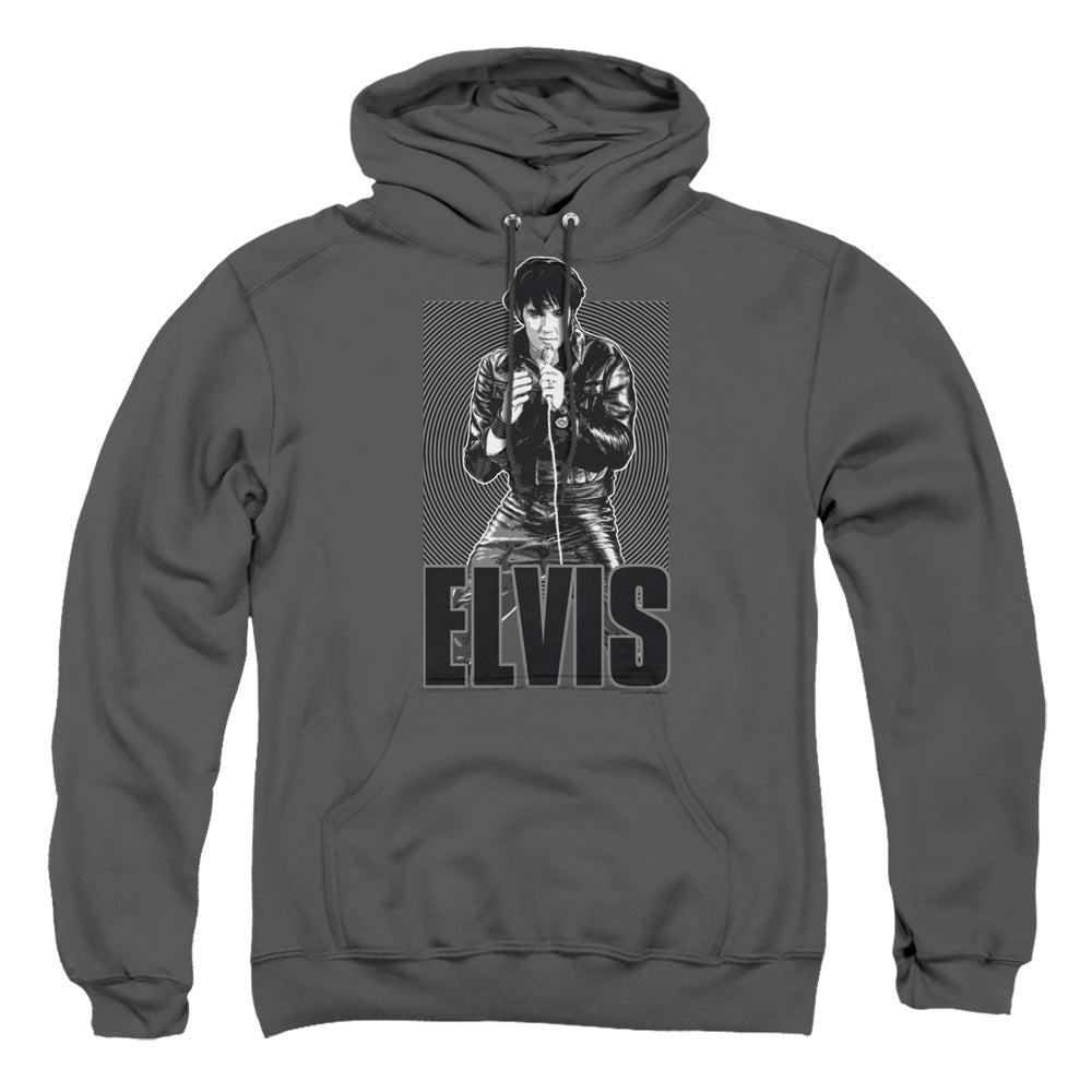 Elvis Presley Leather Mens Hoodie Charcoal Officially Licensed