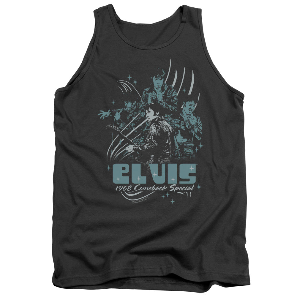 Elvis Presley 68 Leather Mens Tank Top Shirt Charcoal Officially Licensed
