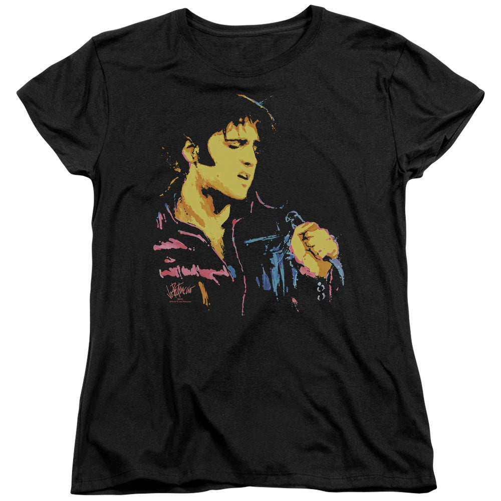 Elvis Presley Neon Elvis Womens T Shirt Black Officially Licensed