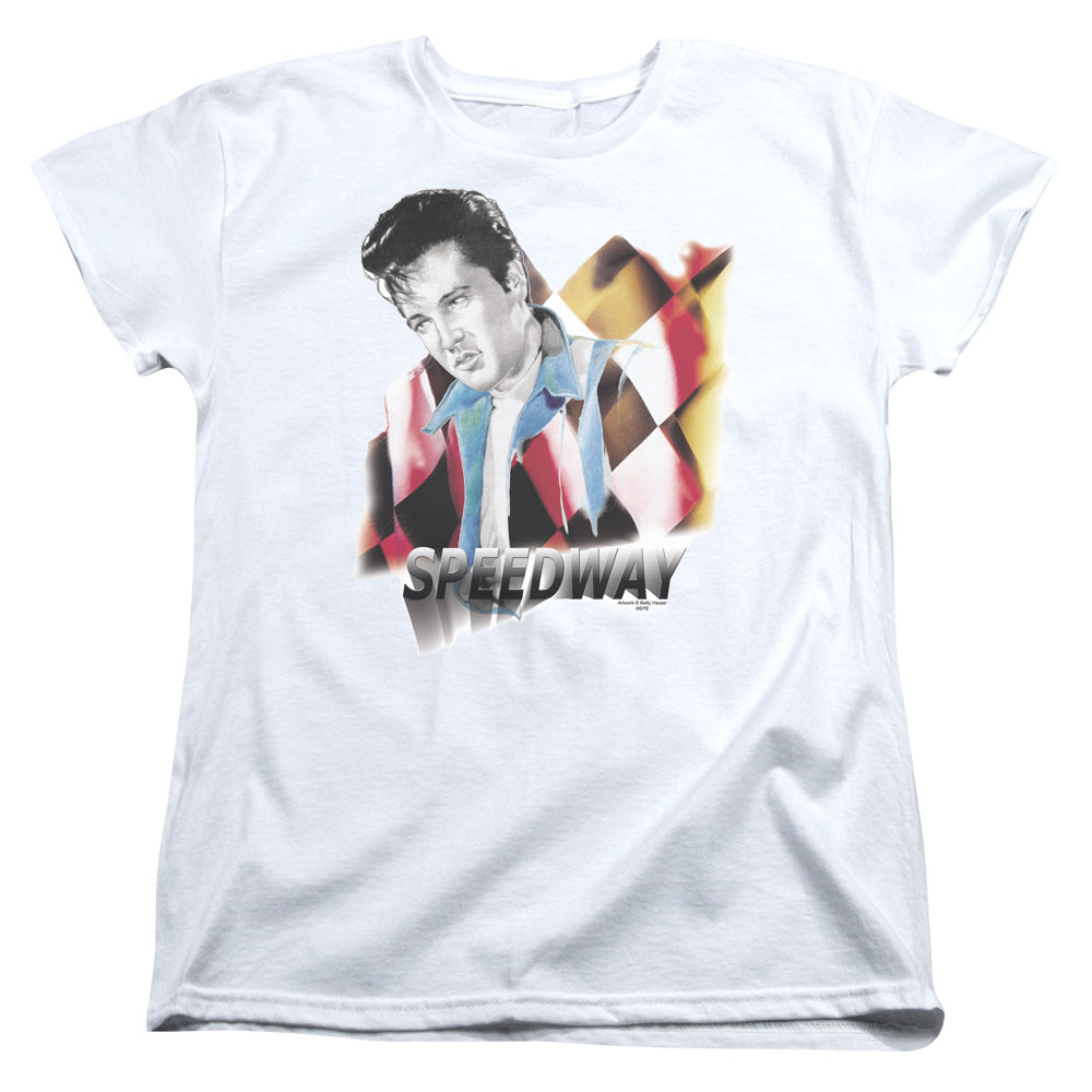 Elvis Presley Speedway Womens T Shirt White Officially Licensed