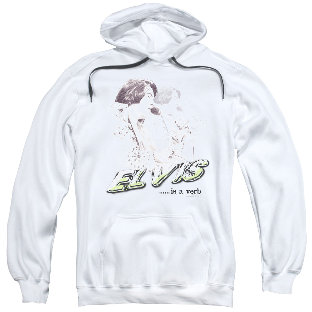 Elvis Presley Elvis Is A Verb Mens Hoodie White Officially Licensed