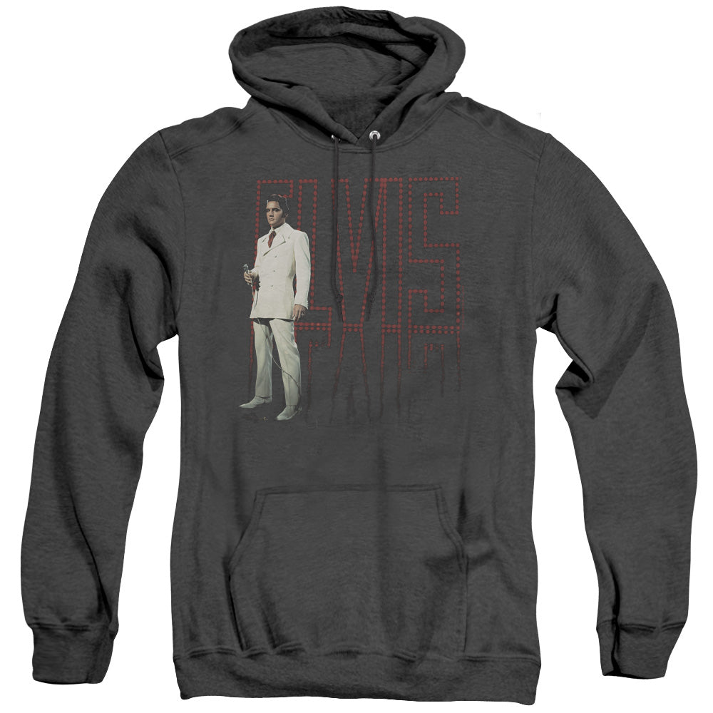 Elvis Presley White Suit Heather Mens Hoodie Black Officially Licensed
