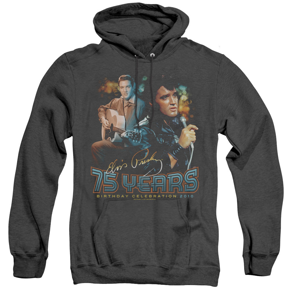 Elvis Presley 75 Years Heather Mens Hoodie Black Officially Licensed