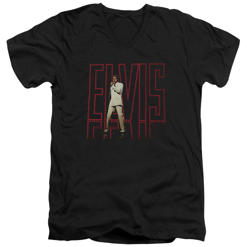 Elvis Presley Elvis 68 Album Mens Slim Fit V-Neck T Shirt Black Officially Licensed