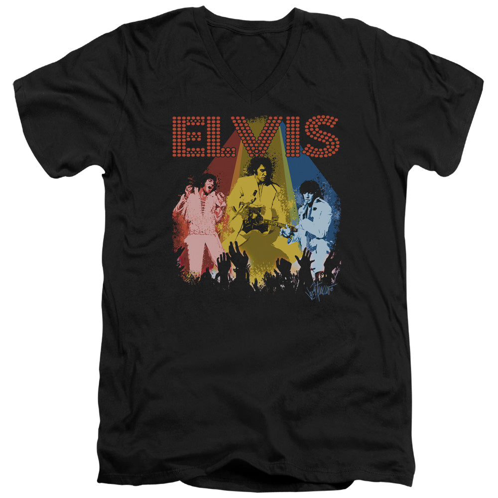Elvis Presley Vegas Remembered Mens Slim Fit V-Neck T Shirt Black Officially Licensed