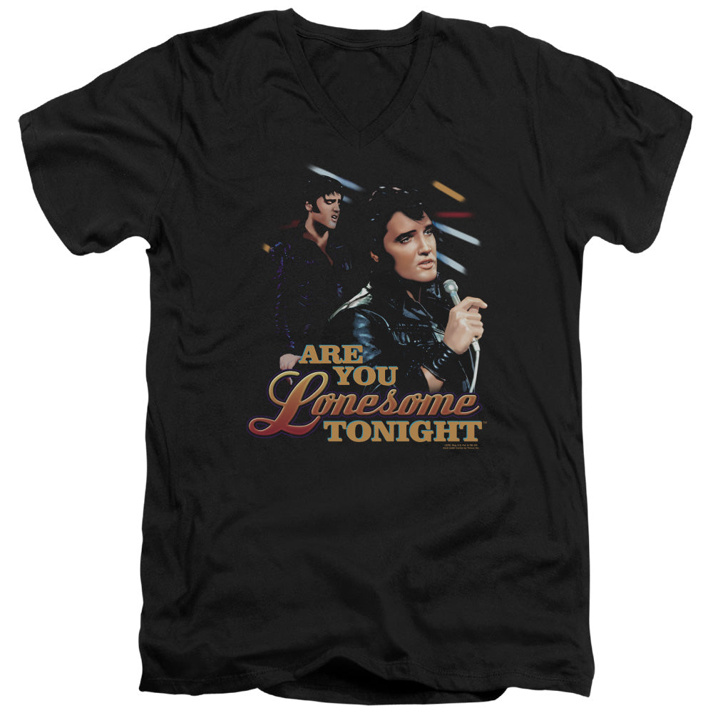 Elvis Presley Are You Lonesome Mens Slim Fit V-Neck T Shirt Black Officially Licensed