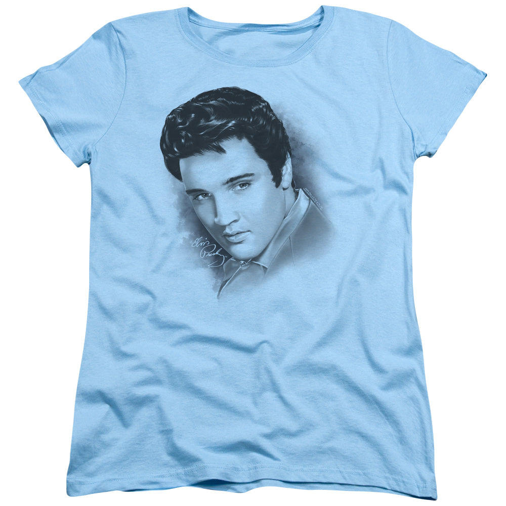 Elvis Presley Dreamy Womens T Shirt Light Blue Officially Licensed